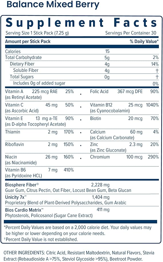 Unicity Balance Cholesterol Support Drink Mix – Orange (30 Stick Packs)
